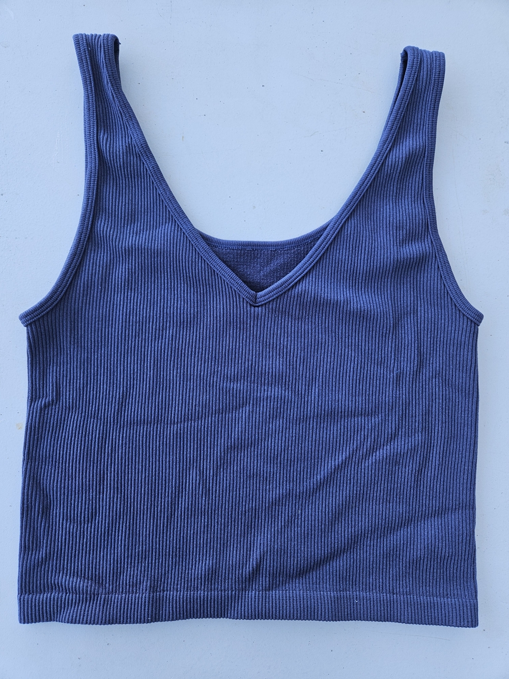 Ribbed Seamless Crop Tank Top Periwinkle Blue Purple Stretchy Athleisure Y2K M